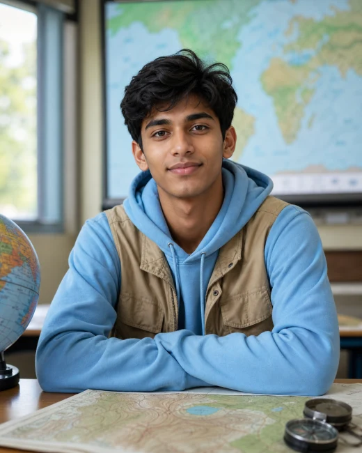 Nikhil Basu, fictional AI learner for Map-minded geography student