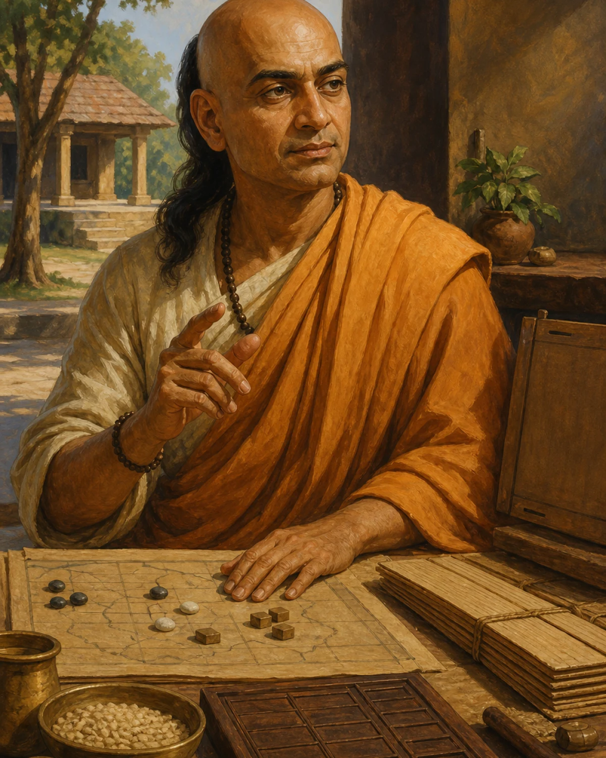 Chanakya, Statecraft, economics, institutions, and negotiation tutor AI tutor portrait