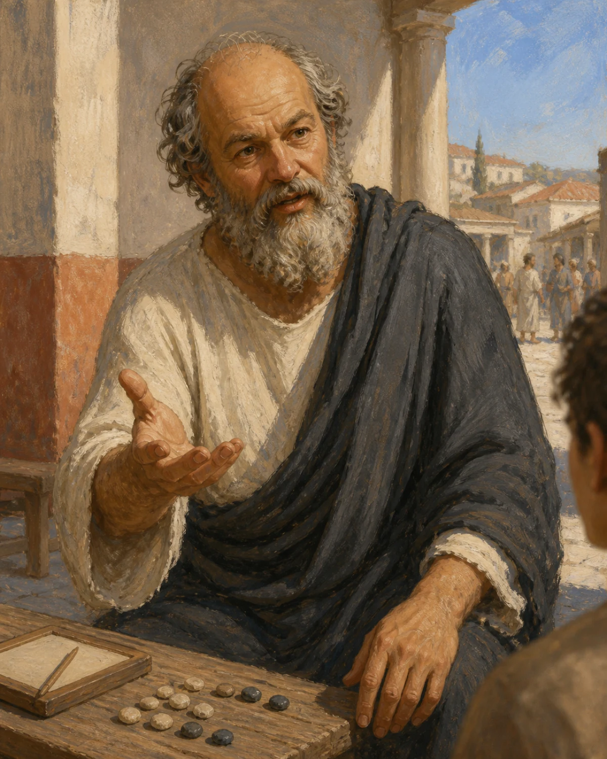 Socrates, Critical questioning, ethics, and argument tutor AI tutor portrait
